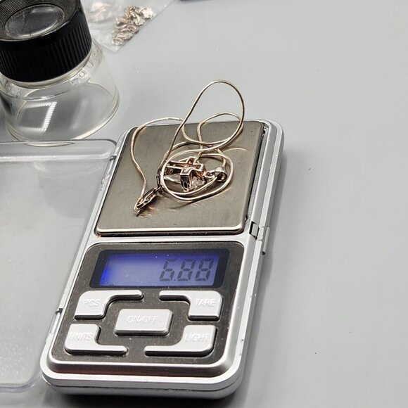 Sterling Silver Chain w/ Crystal Cross Pendant - Picture 15 of 15